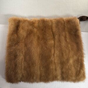 Vintage Mink hand warmer muff with zippered inner pocket